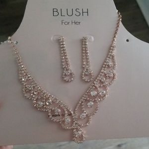 Rose gold and crystal jewelry set